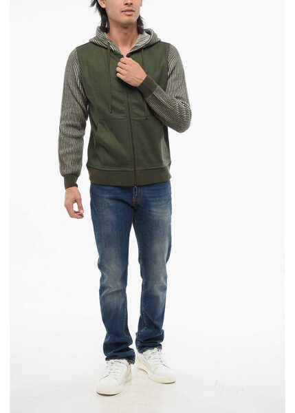 Pulovere Moorer Full-Zip Truman Sweater With Hood Military Green Barbati (BM 18694087) 4