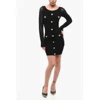 Rochii scurte Ribbed Mini Dress With Perforated Sleeves And Decorative But Femei