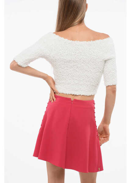 Bluze Elisabetta Franchi Short-Sleeved Knitted Crop Top White Femei (BM 18694099) 2