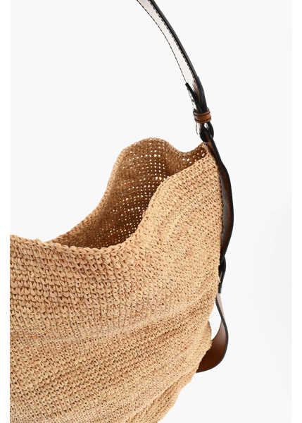 Genti de umar DSQUARED2 Raffia And Leather Jungle Shoulder Bag With Logoed Detail Beige Femei (BM 18694105) 3