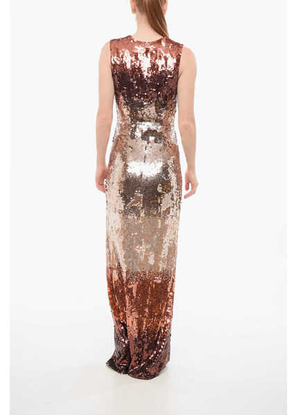 Rochii lungi Elisabetta Franchi Degrad Design Sequined Maxidress Orange Femei (BM 18694111) 2