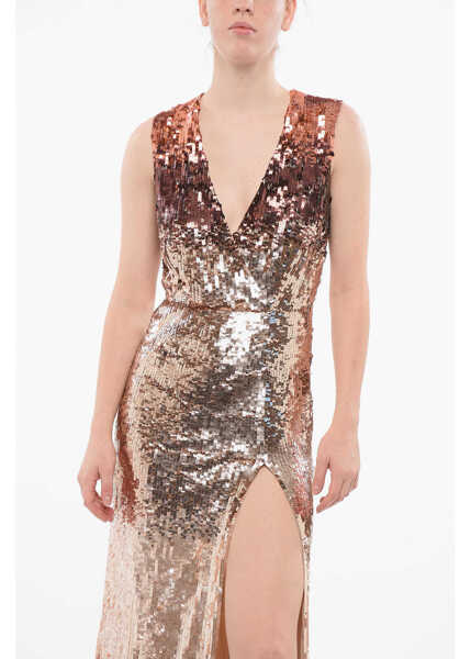 Rochii lungi Elisabetta Franchi Degrad Design Sequined Maxidress Orange Femei (BM 18694111) 4