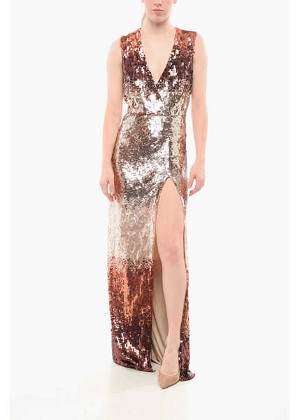 Rochii lungi Elisabetta Franchi Degrad Design Sequined Maxidress Orange Femei (BM 18694111) 1