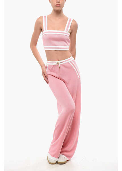 Bluze Balmain Knitted Crop Top With Zip Closure Pink Femei (BM 18694123) 4