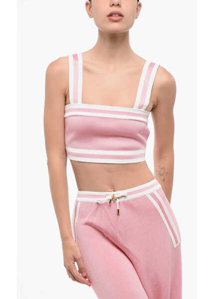 Bluze Balmain Knitted Crop Top With Zip Closure Pink Femei (BM 18694123) 1