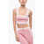Balmain Knitted Crop Top With Zip Closure Pink