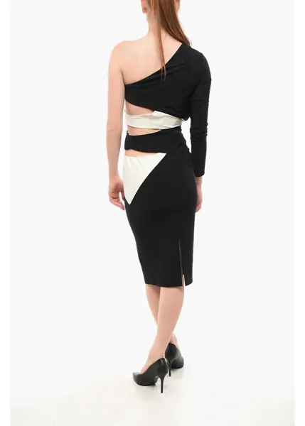 Rochii lungi Elisabetta Franchi One-Shoulder Sheath Dress With Cut-Outs Black Femei (BM 18694126) 2