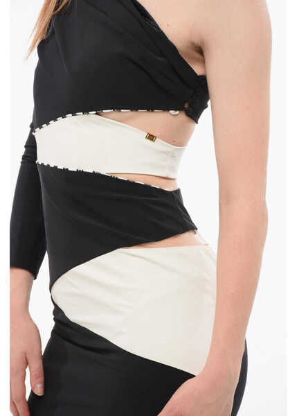 Rochii lungi Elisabetta Franchi One-Shoulder Sheath Dress With Cut-Outs Black Femei (BM 18694126) 3