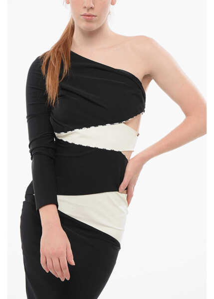 Rochii lungi Elisabetta Franchi One-Shoulder Sheath Dress With Cut-Outs Black Femei (BM 18694126) 4