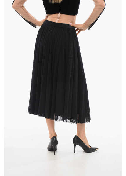 Fuste lungi Elisabetta Franchi Jacquard Tulle Flared Skirt Black Femei (BM 18694132) 2