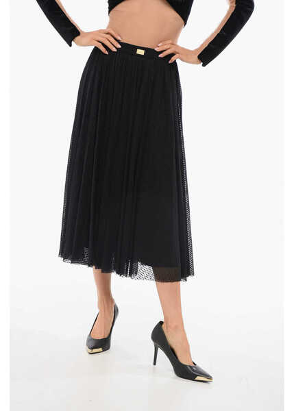 Fuste lungi Elisabetta Franchi Jacquard Tulle Flared Skirt Black Femei (BM 18694132) 1