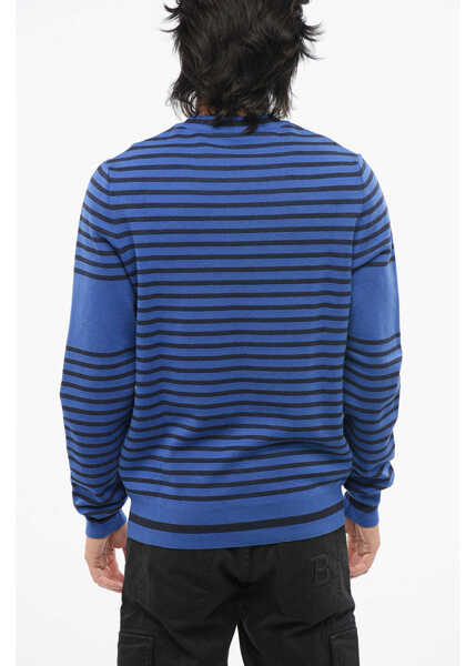 Pulovere Balmain Striped Crew-Neck Sweater Blue Barbati (BM 18694144) 2