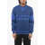 Balmain Striped Crew-Neck Sweater Blue