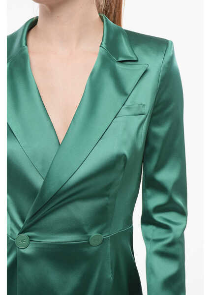 Sacouri Elisabetta Franchi Double-Breasted Blazer Dress With Peak Lapel Green Femei (BM 18694156) 3