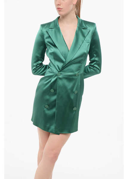 Sacouri Elisabetta Franchi Double-Breasted Blazer Dress With Peak Lapel Green Femei (BM 18694156) 4