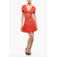 Rochii scurte V-Neck Accordion Dress Femei