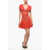 Balmain V-Neck Accordion Dress Red