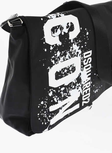 Genti tip postas DSQUARED2 Icon Solid Color Shoulder Bag With Icon Splash Print Black Barbati (BM 18694165) 2