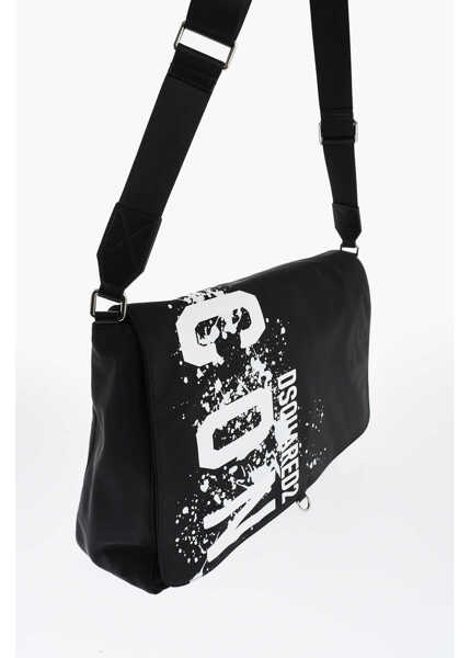 Genti tip postas DSQUARED2 Icon Solid Color Shoulder Bag With Icon Splash Print Black Barbati (BM 18694165) 4