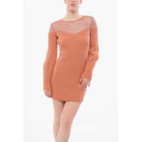 Imbracaminte Dama pagina 407 - Rochii scurte Elisabetta Franchi Knitted Minidress With Lurex Mesh Insert Orange Femei (BM 18694168) - B-mall.ro