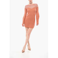Rochii scurte Knitted Minidress With Lurex Mesh Insert Femei