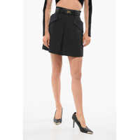 Fuste scurte Elisabetta Franchi Stretch Cotton Miniskirt With Belt