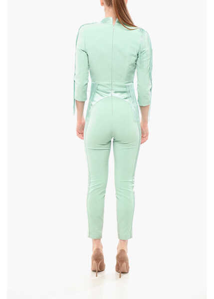 Salopete Elisabetta Franchi Satin Detailed Tuxedo Jumpsuit With Fringes Green Femei (BM 18694177) 2
