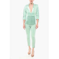 Salopete Elisabetta Franchi Satin Detailed Tuxedo Jumpsuit With Fringes