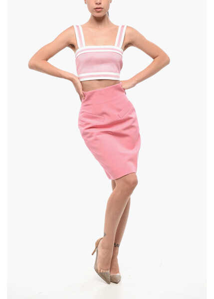 Fuste scurte Balmain High-Waisted Pencil Skirt Pink Femei (BM 18694363) 4