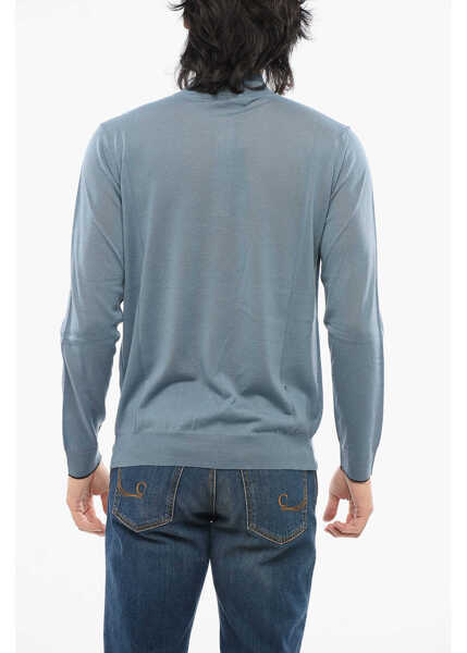 Pulovere Moorer Virgin Wool Terni Half-Zipped Sweater Light Blue Barbati (BM 18694369) 2