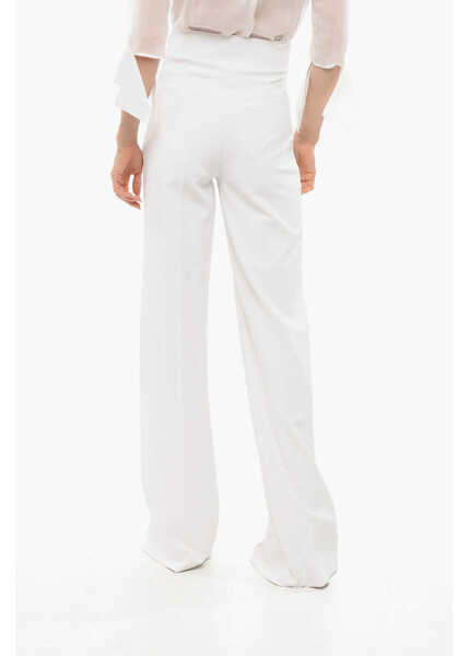 Pantaloni casual Elisabetta Franchi Lace-Up Detailed Bootcut Pants White Femei (BM 18694372) 2