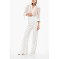 Imbracaminte Dama pagina 407 - Pantaloni casual Elisabetta Franchi Lace-Up Detailed Bootcut Pants White Femei (BM 18694372) - B-mall.ro