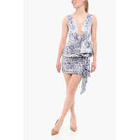 Rochii scurte Draped Silk Dress With Animal Motif Femei