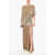 Elisabetta Franchi Red Carpet Sequined Maxidress With Cape Design Beige