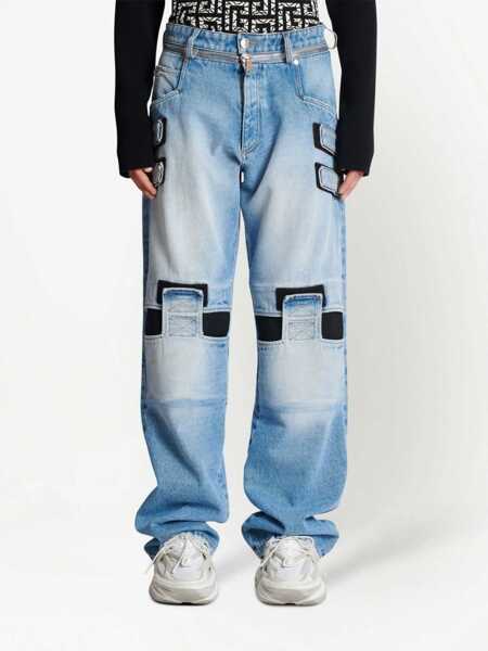 Blugi drepti Balmain Loose Fit Jeans With Velcro Details 26Cm Blue Barbati (BM 18694387) 3