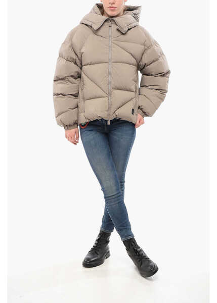 Geci de iarna Bacon Hooded New Double Down Jacket With Front Zip Beige Femei (BM 18694390) 4