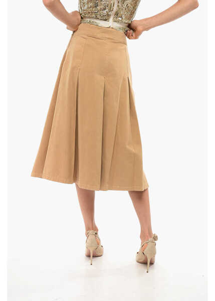 Pantaloni scurti Elisabetta Franchi Denim Gaucho Shorts With Front Pleats Beige Femei (BM 18694402) 2