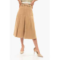 Pantaloni scurti Denim Gaucho Shorts With Front Pleats Femei