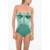 Body-uri Satin Bodysuit With Front Lace-Up Detail Femei