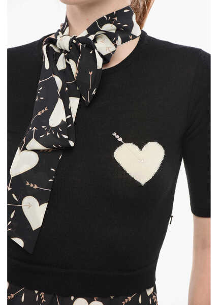 Rochii lungi Elisabetta Franchi Knitted Midi Dress With Chiffon Skirt Black Femei (BM 18694423) 3