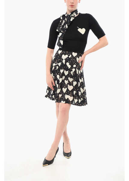 Rochii lungi Elisabetta Franchi Knitted Midi Dress With Chiffon Skirt Black Femei (BM 18694423) 1