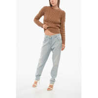 Imbracaminte Dama pagina 636 - Pulovere Elisabetta Franchi Crew Neck Cable Knit Wool Blend Sweater Brown Femei (BM 18694438) - B-mall.ro
