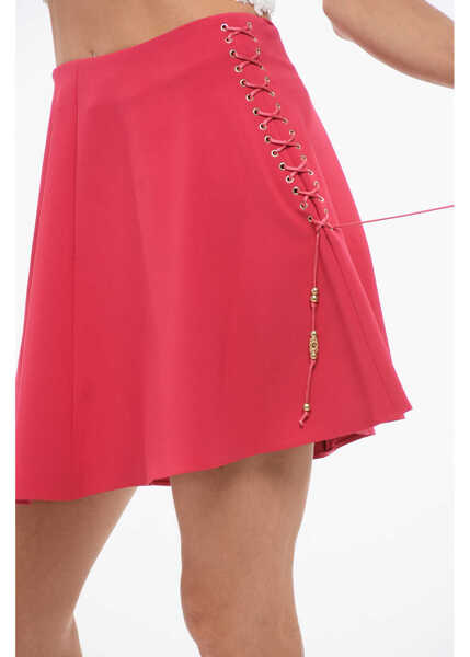 Fuste scurte Elisabetta Franchi Flared Miniskirt With Tied Detail Pink Femei (BM 18694450) 3