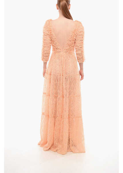 Rochii lungi Elisabetta Franchi Eyelash Fabric Maxidress Orange Femei (BM 18694456) 2