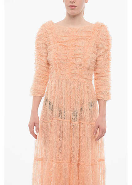 Rochii lungi Elisabetta Franchi Eyelash Fabric Maxidress Orange Femei (BM 18694456) 4