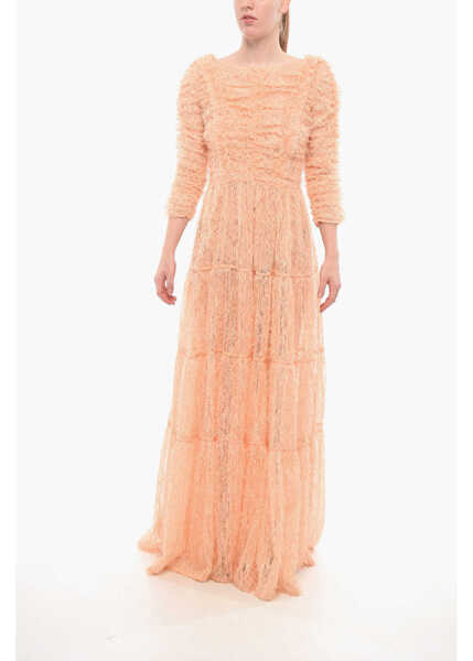 Rochii lungi Elisabetta Franchi Eyelash Fabric Maxidress Orange Femei (BM 18694456) 1