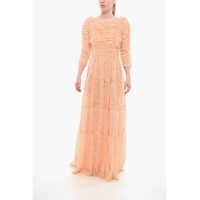 Rochii lungi Elisabetta Franchi Eyelash Fabric Maxidress