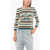Elisabetta Franchi Crew Neck Bayadere Patterned Sweater With Print Multicolor