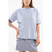 Tricouri Elisabetta Franchi Crew Neck Cotton T-Shirt With Embossed Logo