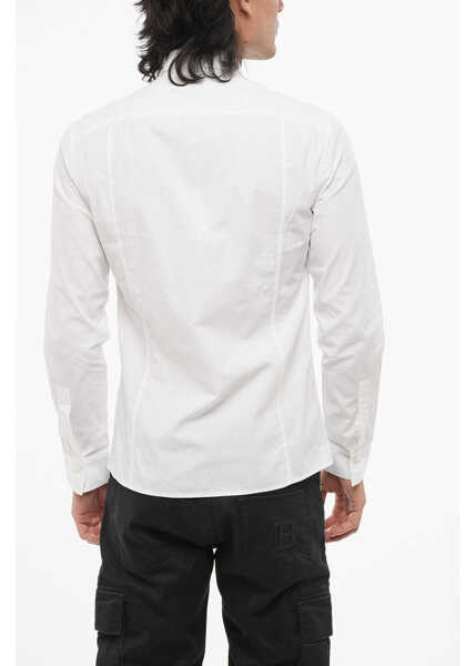 Camasi casual Balmain Cotton Poplin Shirt With Embroidery On The Breast Pocket White Barbati (BM 18694471) 2